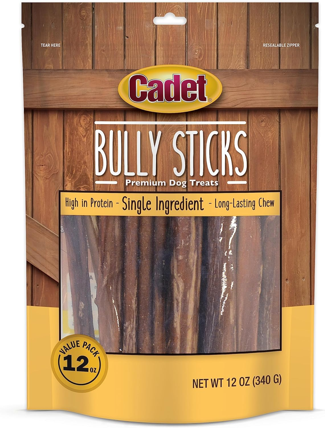 Cadet Bully Sticks for Small Dogs – All-Natural Beef Pizzle, High Protein, Low Fat, Long-Lasting, Grain & Rawhide-Free Dog Chews for Aggressive Chewers, Small
