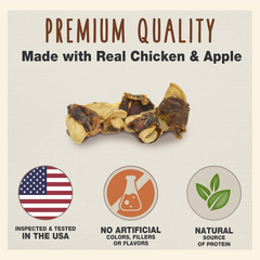 Cadet Gourmet Chicken & Apple Wrapped Dog Treats Wraps - Healthy & Natural Chicken & Apple Dog Training Treats for Small & Large Dogs - Inspected & Tested in USA