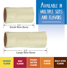 Cadet Stuffed Shin Bone - Highly Digestible, High Protein, Long-Lasting Dog Chew Bone for Aggressive Chewers, Supports Dental Health, - Cheese Flavor