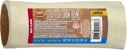 Cadet Stuffed Shin Bone - Highly Digestible, High Protein, Long-Lasting Dog Chew Bone for Aggressive Chewers, Supports Dental Health, - Bully Stick Flavor