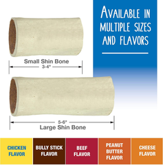 Cadet Stuffed Shin Bone - Highly Digestible, High Protein, Long-Lasting Dog Chew Bone for Aggressive Chewers, Supports Dental Health, - Bully Stick Flavor