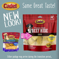Cadet Premium Grade Beef Hide for Dogs, Rawhide Long Lasting Dog Chews, Chips, Curls & Rolls for Small/Medium/Large Dogs