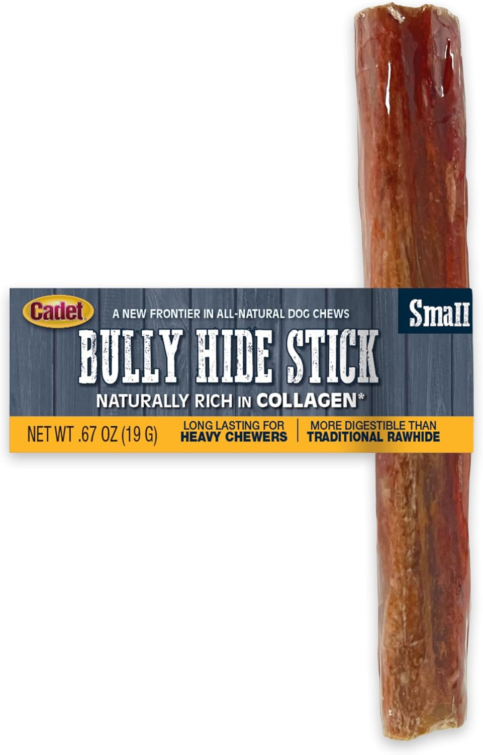 Cadet Bully Hide Sticks for Small Dogs, All-Natural Beef Pizzle, Limited-Ingredient Long-Lasting Dog Chews for Aggressive Chewers
