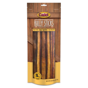 Cadet Bully Hide Sticks for Large Dogs, All-Natural Beef Pizzle, Limited-Ingredient Long-Lasting Dog Chews for Aggressive Chewers