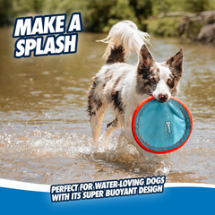 Chuckit! Max Glow Paraflight Flying Disc Dog Toy - Water Floating Flyer - Durable Nylon Construction with Soft Rubber Edges - For Medium and Large Dogs