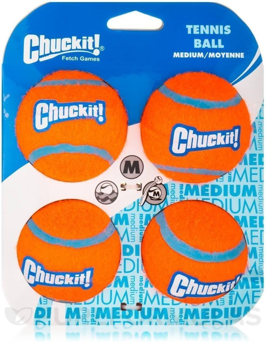 Chuckit! Dog Tennis Ball Dog Toy, for dogs 20-60 lbs, Pack of 4