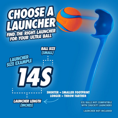 Chuckit! Sport 14S Dog Ball Launcher - Includes a 2-inch Diameter Small Ball for Dogs 0-20 Pounds - Manual Tennis Ball Thrower With a Slim Handle - 14-inch Length Chucker