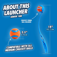 Chuckit! Dog Ball Launcher - Junior 18", Dog Fetch Ball Thrower, For Dogs 20-60 Pounds, Made in USA