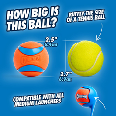 Chuckit! Ultra Ball Dog Toy - Medium Bouncy Fetch Balls For Dogs 20-60 lbs - Made from Durable Rubber - Floating Water Pet Toys