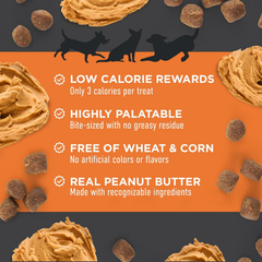 Cloud Star Tricky Trainers Soft & Chewy Dog Training Treats Pouch, Peanut Butter Flavor, Grain-Free Low Calorie Behavior Aid with 310 treats