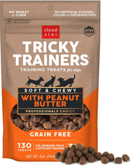 Cloud Star Tricky Trainers Soft & Chewy Dog Training Treats, Peanut Butter Flavor, Grain-Free Low Calorie Behavior Aid with 130 treats