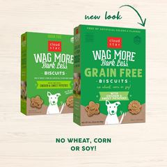 Cloud Star Wag More Bark Less - Dog Treats - Crunchy Biscuits - Grain Free Chicken & Sweet Potato