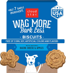Cloud Star Wag More Bark Less Oats & Grains Crunchy Dog Treats, Bacon, Cheese & Apples