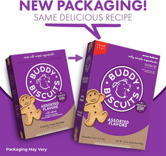 BUDDY BISCUITS Box of Crunchy Dog Treats Made with Assorted Flavors of Roasted Chicken, Grilled Beef, and Sharp Cheddar