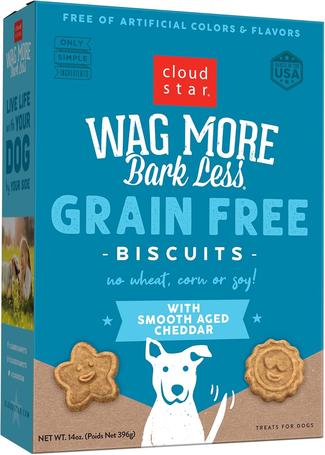 Cloud Star Wag More Bark Less Crunchy Grain Free Dog Treats, Cheddar Cheese