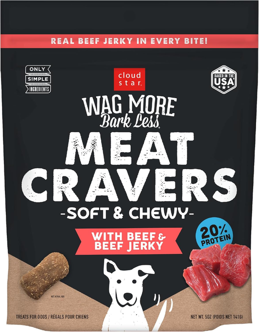 Cloud Star Wag More Bark Less Meat Cravers Soft Chews Dog Treats, Beef