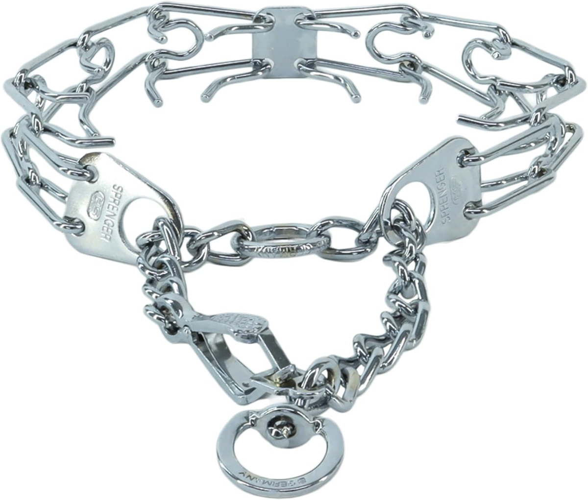 Herm Sprenger - Ultra-Plus Prong Dog Training Collar with Latch - Chrome - 3.8mm x 22" Neck Size
