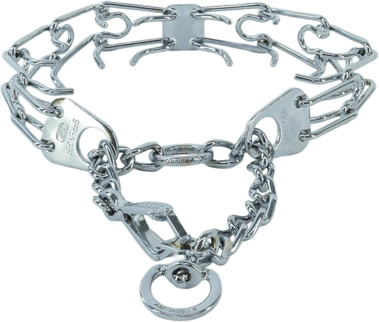 Herm Sprenger - Ultra-Plus Prong Dog Training Collar with Latch - Chrome - 3.8mm x 22" Neck Size