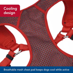 Coastal Pet Comfort Soft Sport Wrap Adjustable Dog Harness - Large & Small Dog Harness - Durable Harness for Dogs with Mesh Chest Pad - Grey with Red