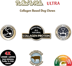 Fieldcrest Farms Nothin' to Hide 3 inch Ultra Knotted Bone Treats - Natural Rawhide Alternative Treats for Dogs, Collagen Based Snack for Heavy Chewers up to 15lbs - Beef Flavor