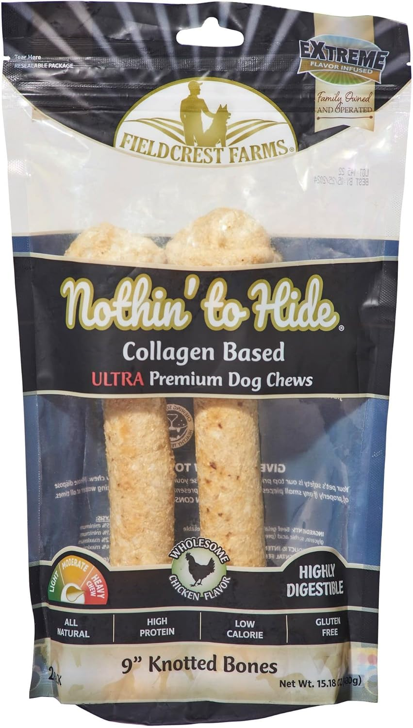 Fieldcrest Farms Nothin' to Hide 9" Knotted Chicken Flavor Bone Ultra Premuim Dog Chews
