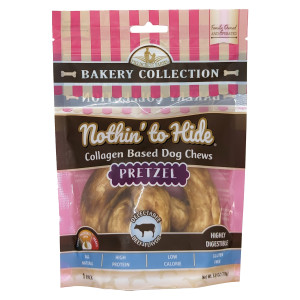 Nothin' to Hide Collagen-Based Dog Chews Medium Pretzel, Beef Flavor, Easily Digestible, Supports Skin, Coat, Joints & Muscles, for Moderate Chewers Under 15lbs