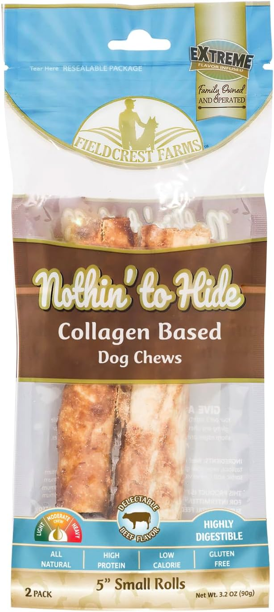 Fieldcrest Farms Nothin' To Hide Roll Dog Treat Beef, 1ea/5 in, SM, 2 pk
