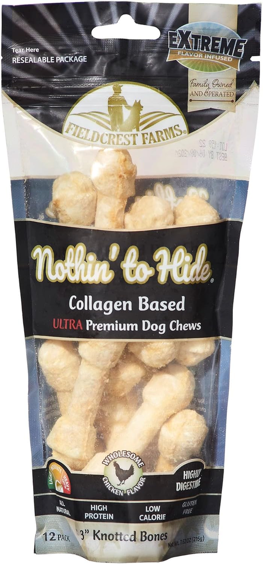 Fieldcrest Farms Nothin' to Hide 3" Knotted Chicken Flavor Bone Ultra Premuim Dog Chews