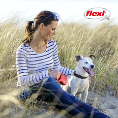 FLEXI New Classic Tape Retractable Dog Leash for Medium Dogs Upto 55 lbs. – 16 ft., Pink | Tangle Free Pet Walking Leash with One-Handed Brake, Pause, Lock | German Quality Product
