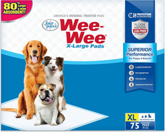 Four Paws Wee-Wee Superior Performance XL Pee Pads for Extra Large Dogs, Leak-Proof Floor Protection Dog & Puppy Quilted Potty Training Pads, Unscented