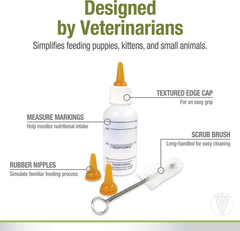 Four Paws Pet Nursing Kit, Feeding Bottle and Brush for Kittens & Puppies 2 oz
