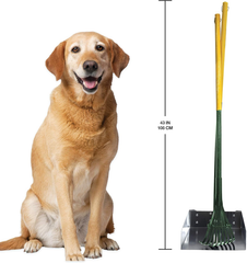 Four Paws Stainless Steel Long-Handled Dog Pooper Scooper Rake & Pan 2 Piece Set, Pet Waste Pickup Tool