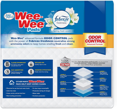 Four Paws Wee-Wee Odor Control with Febreze Freshness Pee Pads for Dogs & Puppies, Leak-Proof Dog Housebreaking Potty Training Floor Protection, Spring Fresh Scent