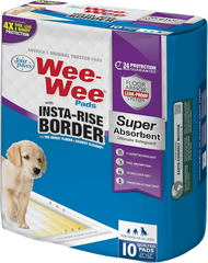 Four Paws Wee-Wee Super Absorbent Unscented Pee Pads for Dogs & Puppies with Insta-Rise Border, Leak-Proof Dog Housebreaking Potty Training Floor Protection