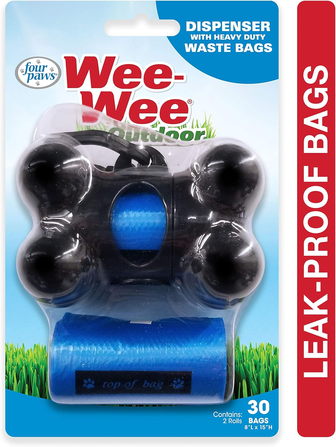 Four Paws Wee-Wee Outdoor Dog Waste Bag Dispenser with Heavy Duty Waste 30 count Bag