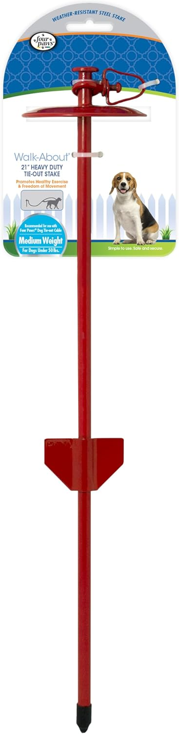 Four Paws Roam About Dog Tie-Out Stake Red