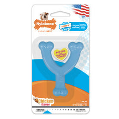 Nylabone Wishbone Puppy Chew Toy, Toys for Teething Puppies, Pink, Chicken Flavor