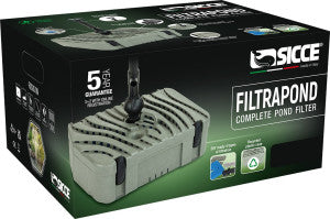 Sicce FILTRAPOND 1500 Complete Pond Filter with Fountain 396 GPH | Up to 800 Gallons Ponds | Recycled Plastic Case Clean Beautiful Water Garden | Submersible Sponge Pump UVC