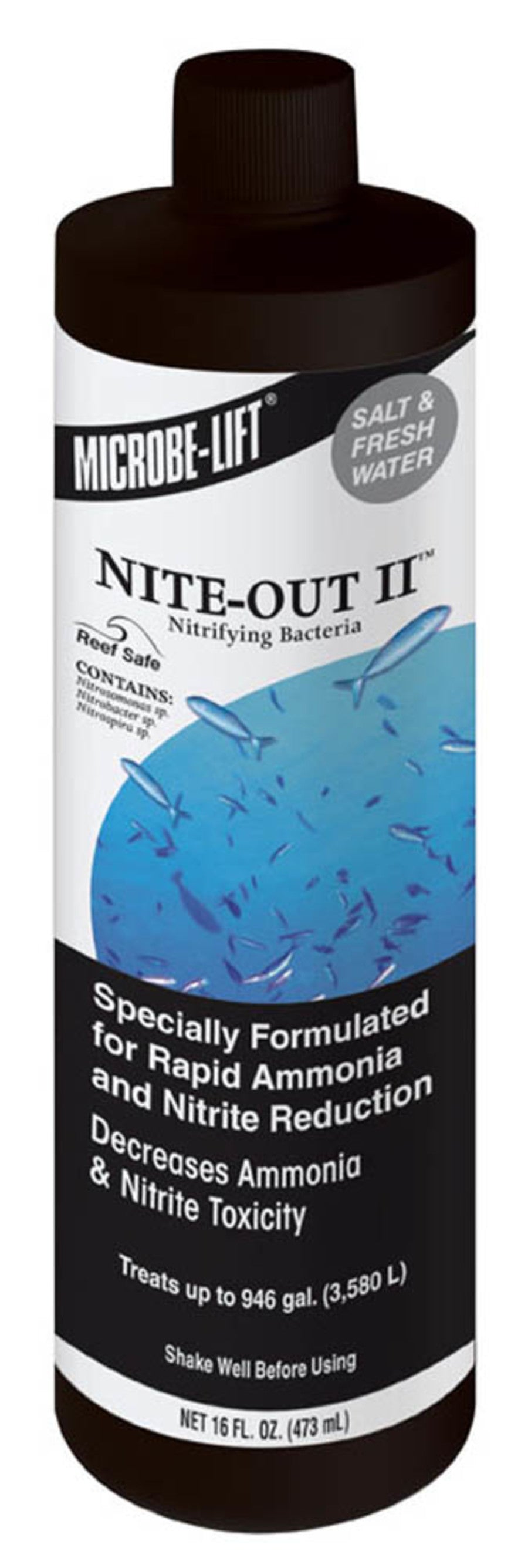 MICROBE-LIFT NITEH04 Nite-Out II Aquarium and Fish Tank Cleaner for Rapid Ammonia and Nitrite Reduction, Freshwater and Saltwater