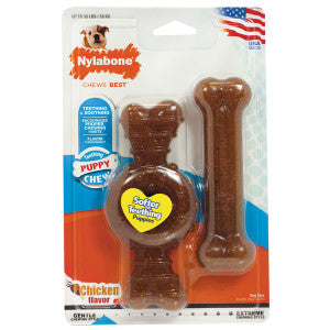 Nylabone Ring Bone Chew Toy for Puppies, Puppy Teething Toys, Puppy Enrichment Toys, Chicken Flavor