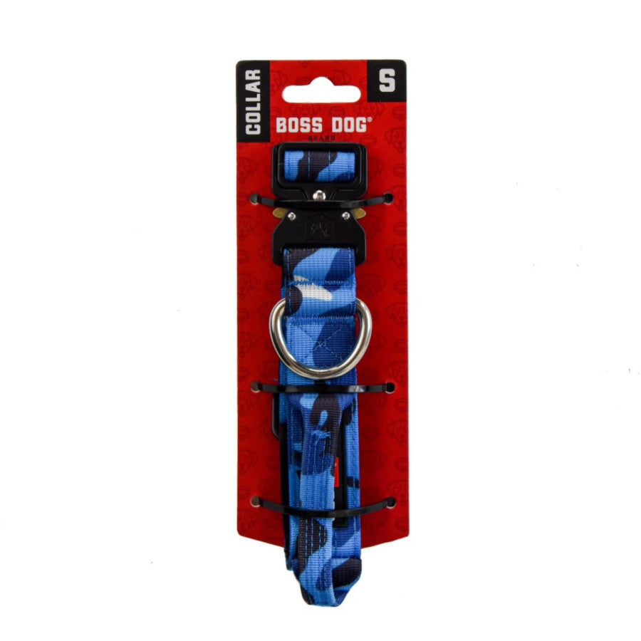 Boss Dog Tactical Adjustable Collar, Blue Camo