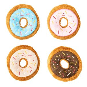 SPOT Fun Food Tasty Donut- Plush Chew Toy with Self Healing Squeaker