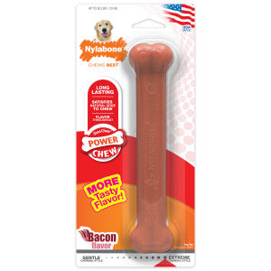 Nylabone Power Chew Classic Bone Chew Toy for Dogs, Durable Dog Toys for Aggressive Chewers, Bacon Flavor