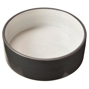 SPOT Two Tone Gray Dog Dish - Round Ceramic Food/Water Bowl for Pets, Stoneware Dish with High Walls, Ideal for Small Dogs, Cats, Reptiles, Large Birds, Dishwasher Safe