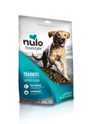 Nulo Puppy & Adult Freestyle Trainers Dog Treats: Healthy Gluten Free Low Calorie Grain Free Dog Training Rewards - Salmon Recipe - 4 Oz Bag
