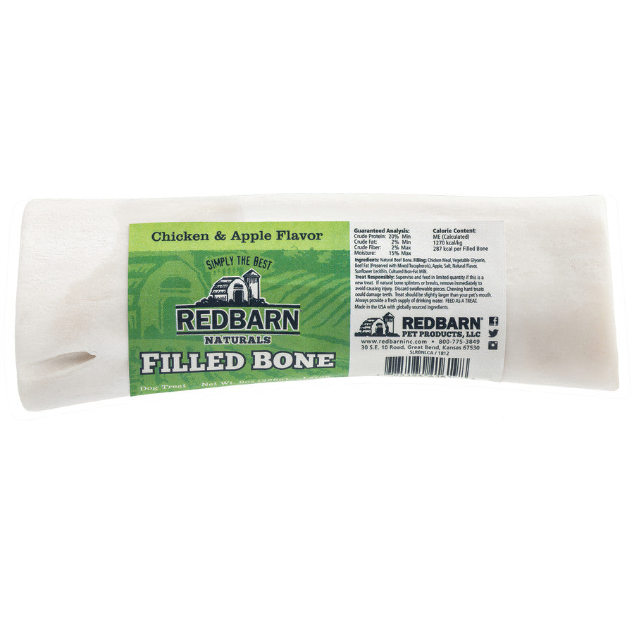 Redbarn Chicken & Apple Flavor Naturals Filled Bone Dog Chews, Small, Made in The USA