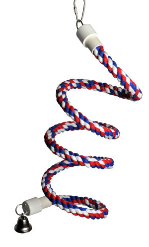 A&E CAGE Company Happy Beaks Cotton Rope Boing with Bell Bird Toy
