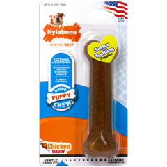 NylabonePuppy Chew Bone Toys, Medium, Chicken Flavor, Made in The USA
