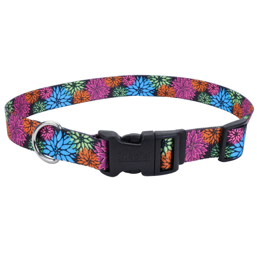 Coastal Pet Styles Adjustable Dog Collar - Stylish Patterned Fabrics - Snap-Lock Buckle - Adjustable Dog Collar - for Small, Medium or Large Dogs - Wildflower