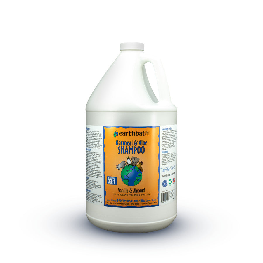 Earthbath Oatmeal and Aloe Dog Shampoo- Oatmeal Shampoo for Smelly Dogs, Dog Wash in Bulk, Helps Itchiness and Dry Skin, Shampoo for Pet Grooming, Dilutes 33:1- Vanilla and Almond